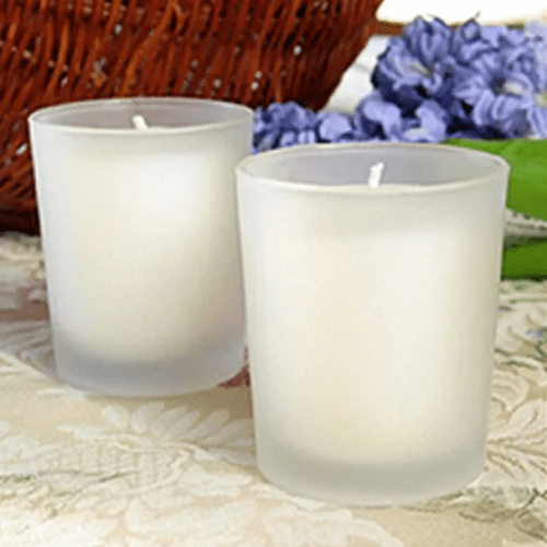 Frosted White Votive Jar <br>Woodland Pine scented candle